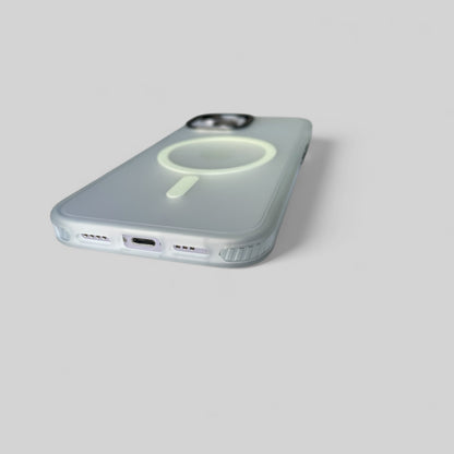 iPhone 14 Series MagSafe Premium PC Shockproof Transparent White Cover