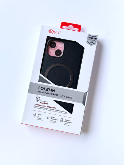 iPhone 15 Leather MagSafe Case Black