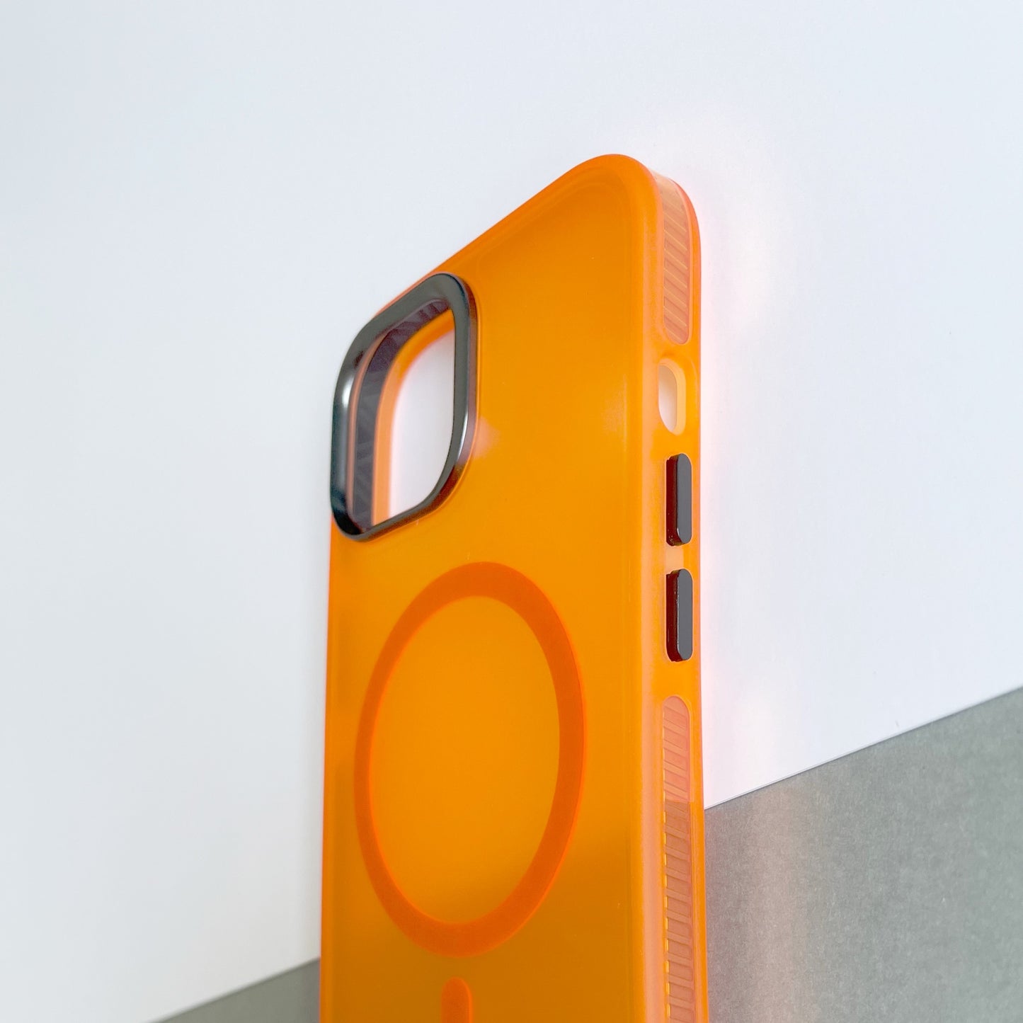 Semi Transparent MagSafe iPhone 15 Aesthetic Case Orange